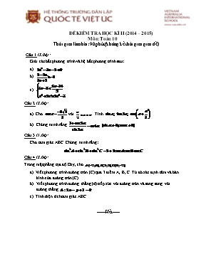 Kiểm tra học kì II Toán khối 10